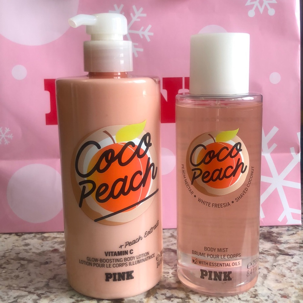Bundle: PINK COCO PEACH Glow-Boosting Body Lotion & COCO PEACH Body Mist; NEW